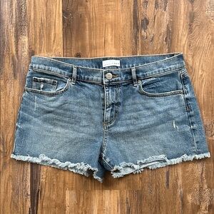Loft Blue Jean Shorts Distressed Frayed Hem